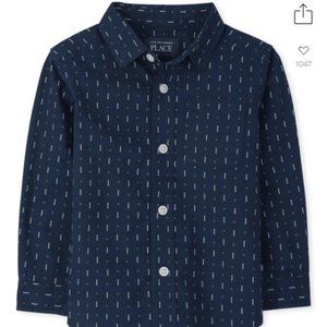 Baby Print Poplin Button Down - Tidal - Children's Place
